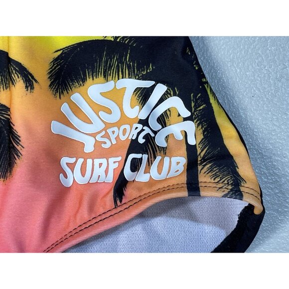 Justice Girls XL 16/18 One-Shoulder Cut-Out Swimsuit Rainbow Palm Print UPF 50+ - Picture 10 of 11